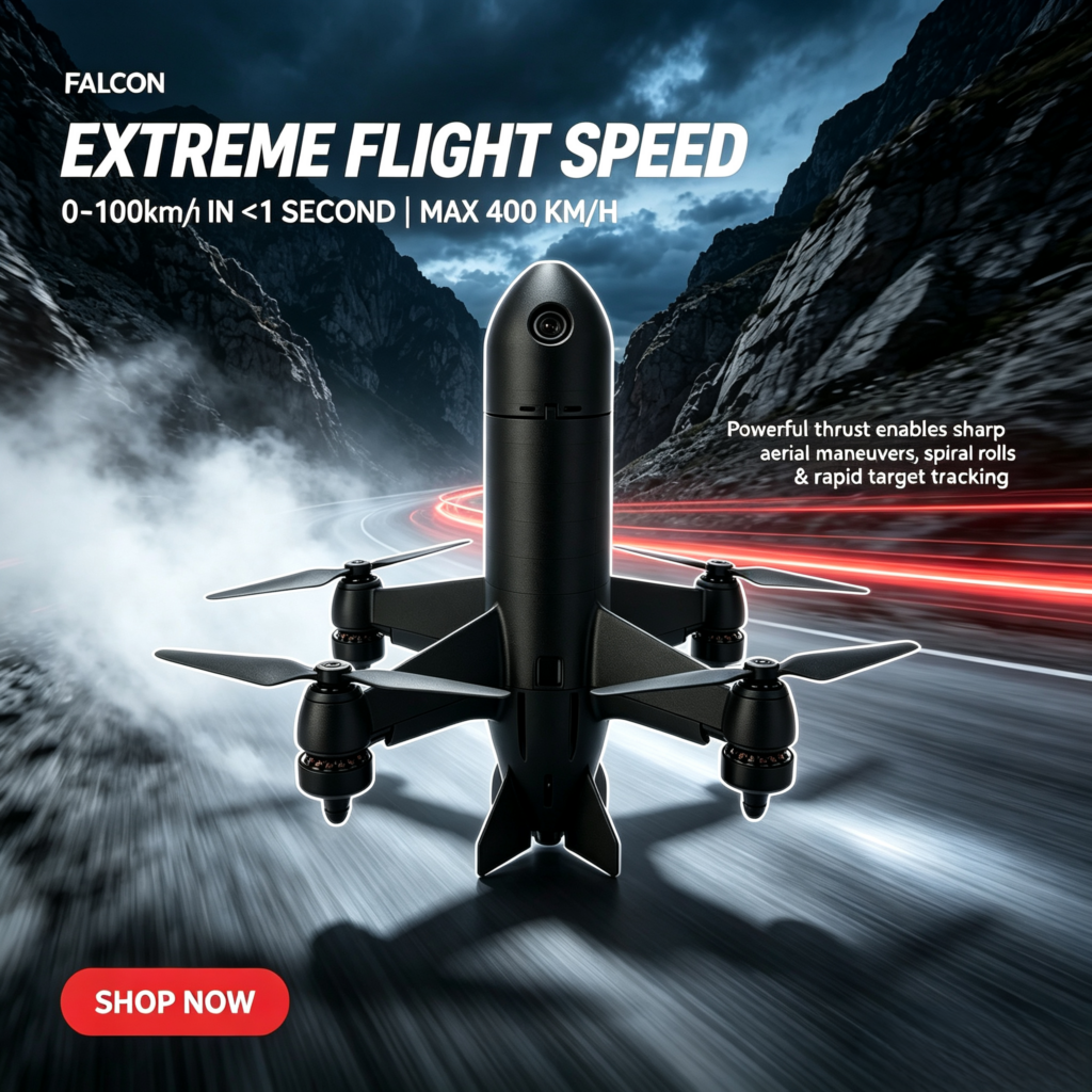 Falcon drone AI guidance and target recognition 300m identification range AI lock