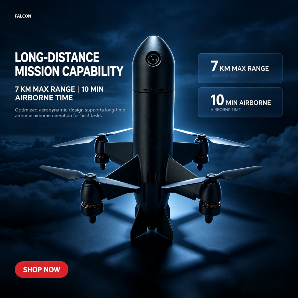 Falcon drone strong load and high‑altitude operation 0.5kg payload 2km max altitude