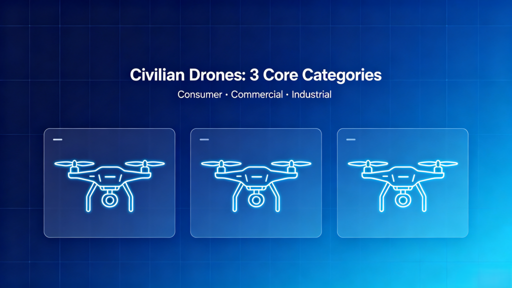 The 3 Main Categories of Civilian Drones: Core Differences & Use Cases of Consumer, Commercial, and Industrial Drones