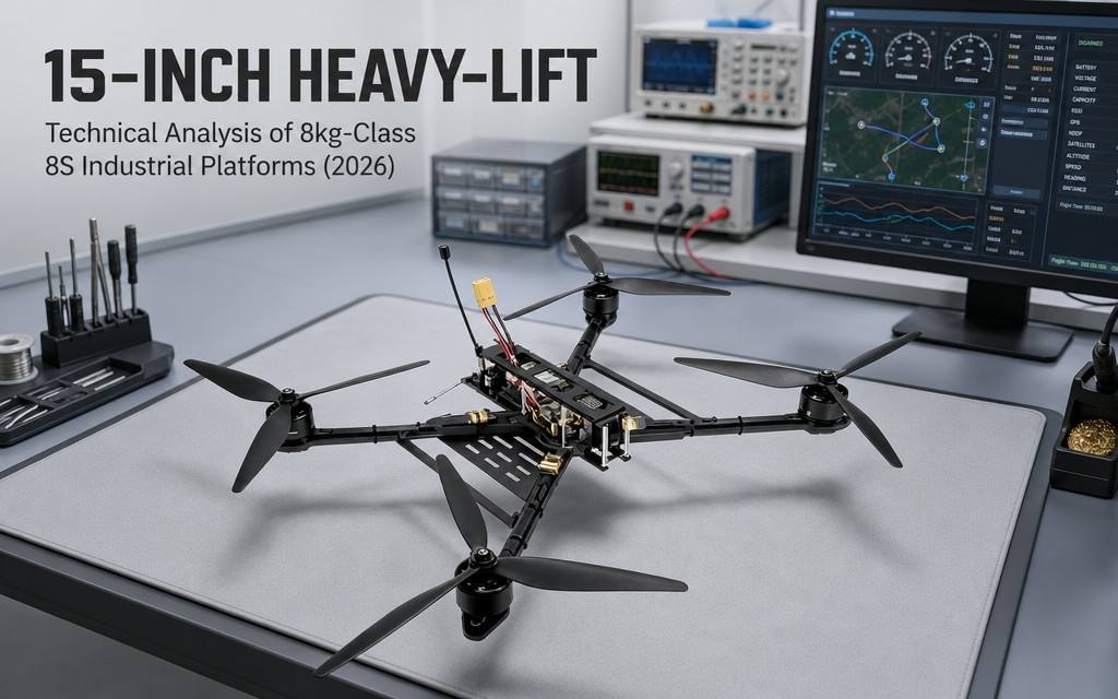 15-Inch QUAD X4 FPV Heavy-Lift Drone: Technical Analysis of 8kg-Class 8S High-Voltage Industrial Long-Endurance Platform