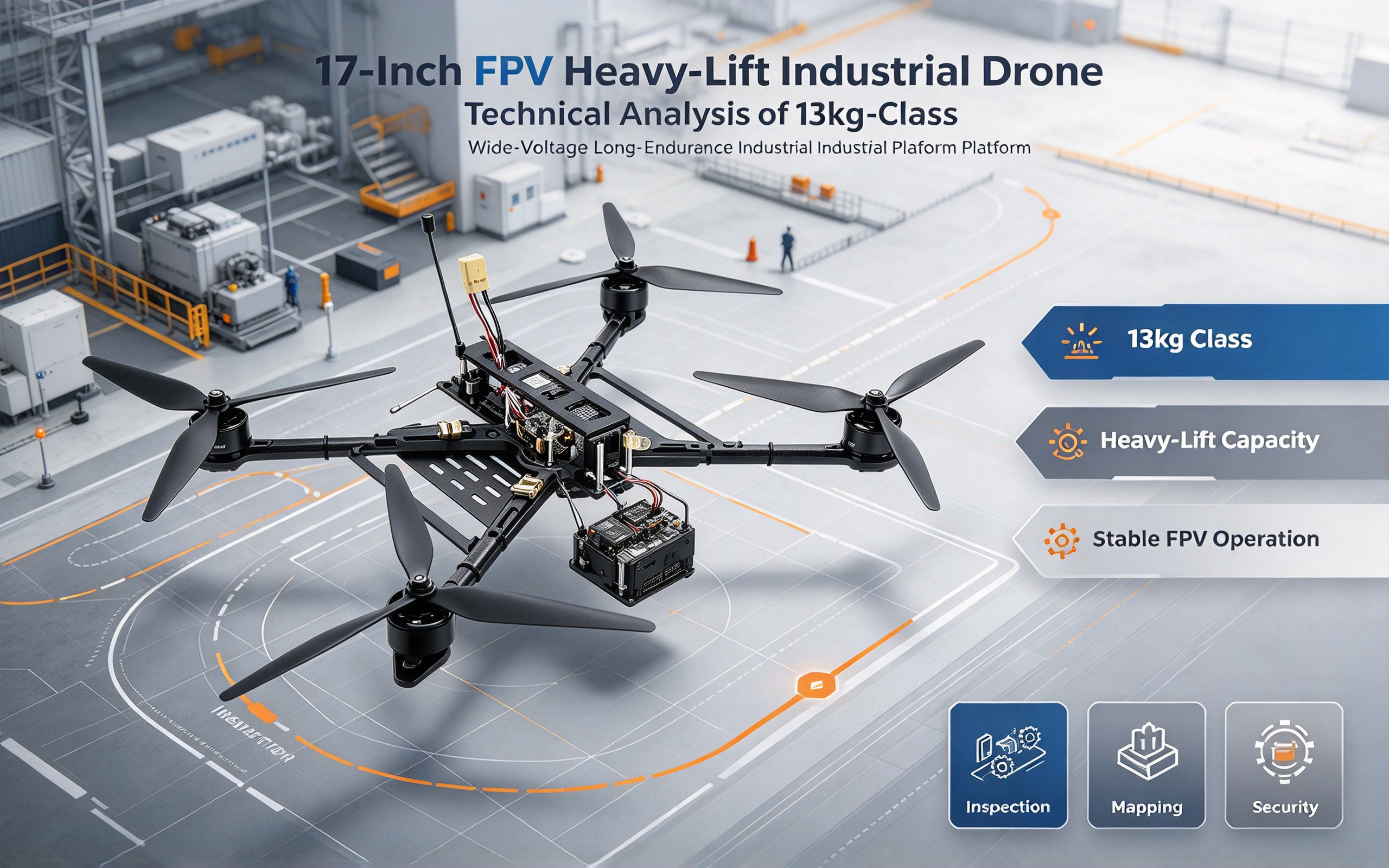 17-Inch FPV Heavy-Lift Industrial Drone: Technical Analysis of 13kg-Class Wide-Voltage Long-Endurance Industrial Platform