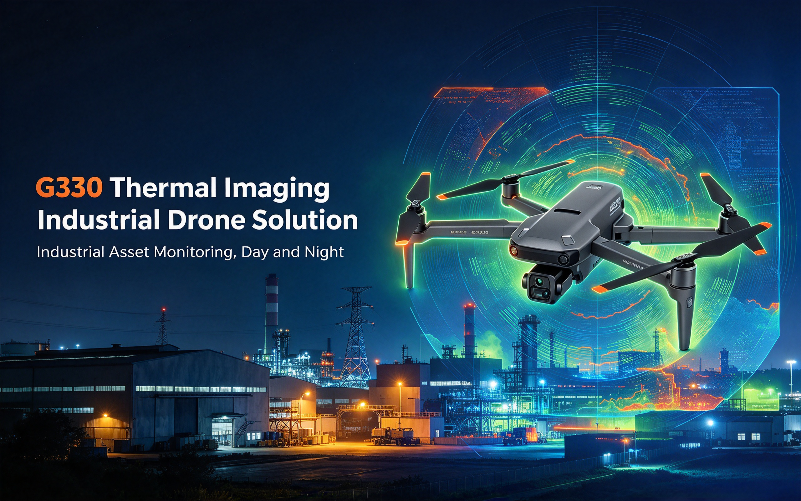 G330 Thermal Imaging Industrial Drone Solution | 3-Axis Gimbal + 6-Direction OA + 40min Endurance, Covering Inspection / Security / Emergency / Monitoring Scenarios